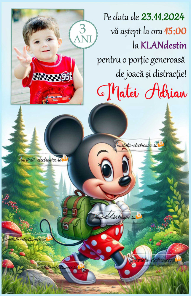 Invitație cu Mickey Mouse