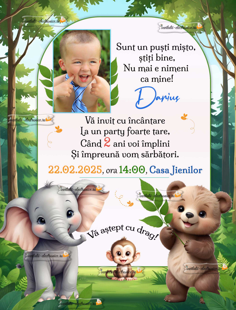 Invitatie cu animale din jungla