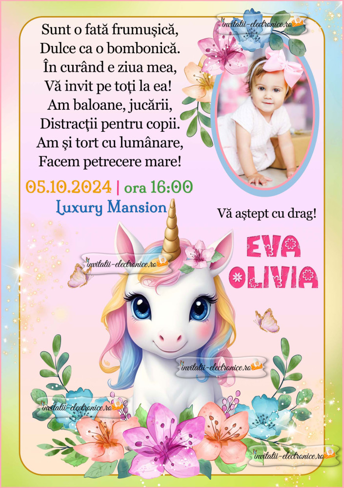 Invitatie cu unicorn