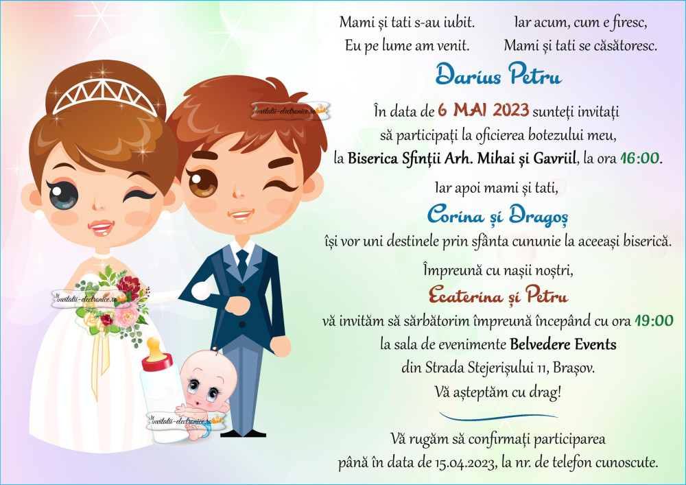 Invitatie la nunta si botez baietel