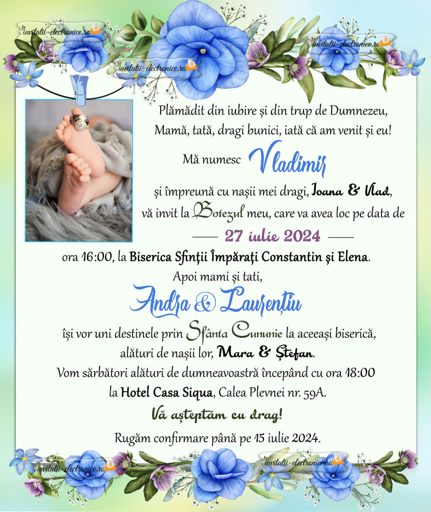 Invitatie electronica la nunta si botez baietel