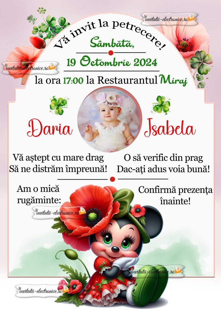 Invitatie cu Minnie Mouse 