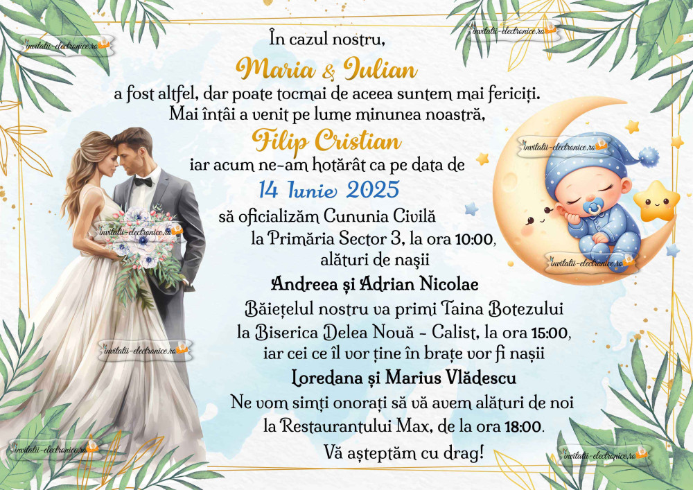 Invitatie la nunta si botez 2 in 1