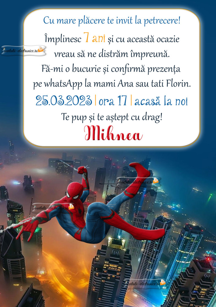 Invitatie electronica cu Spiderman