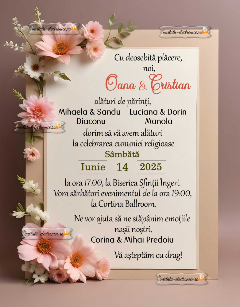 Invitatie digitala la nunta sau cununie