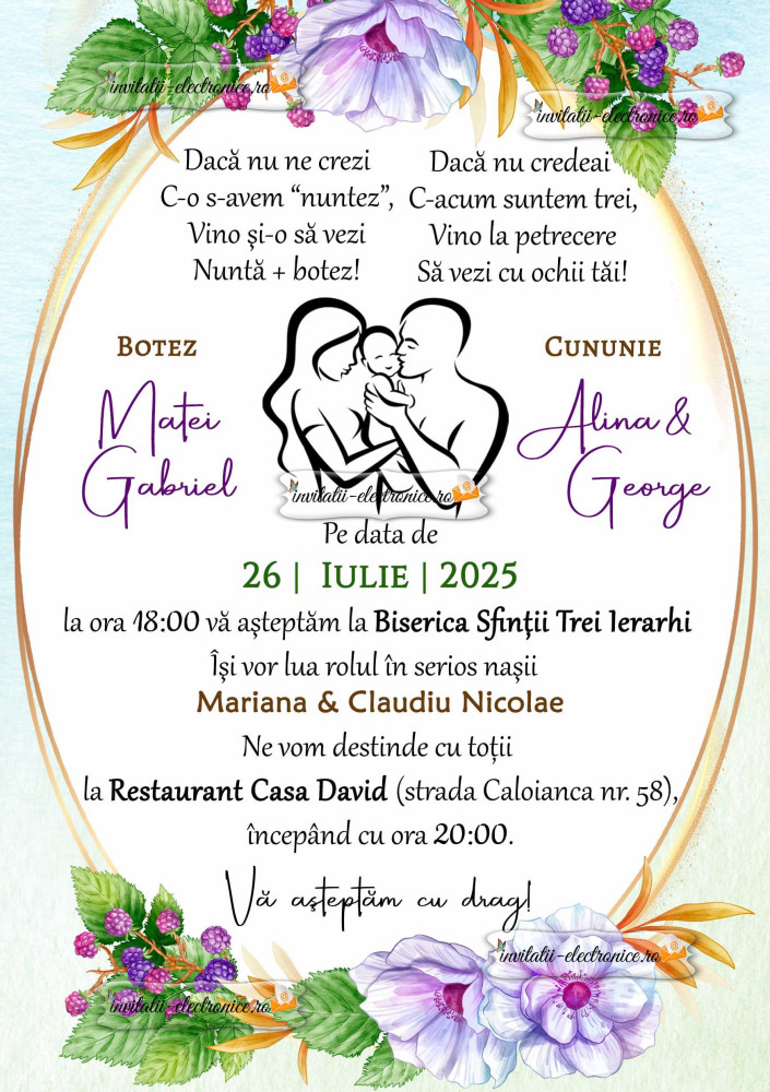 Invitatie de nunta si botez 2 in 1