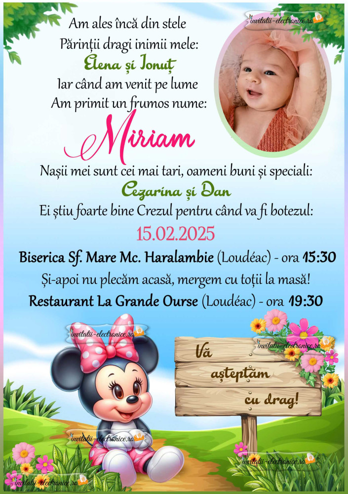 Invitatie la botez cu Minnie