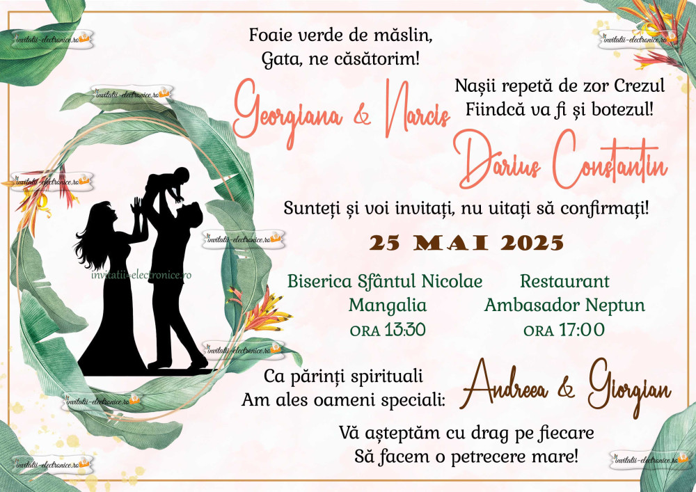 Invitatie la nunta + botez 2 in 1