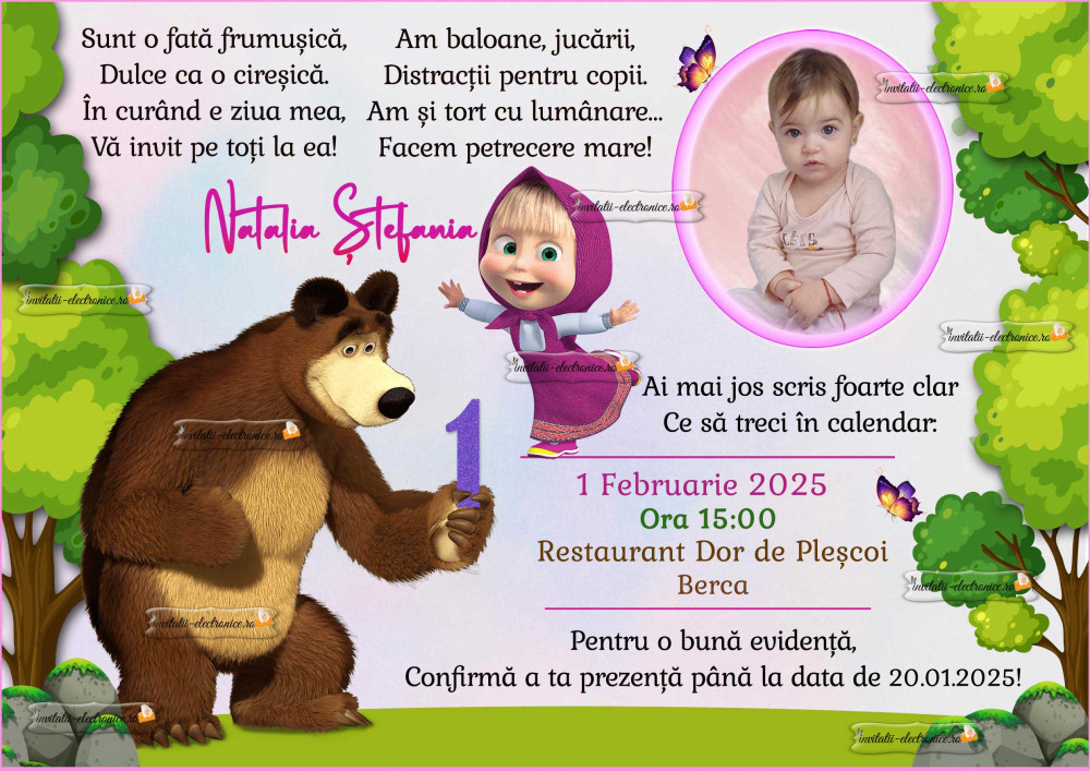 Invitatie cu Masha și Ursul