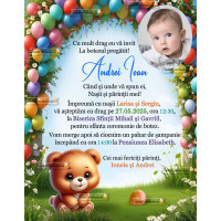 Invitatie de botez cu ursulet