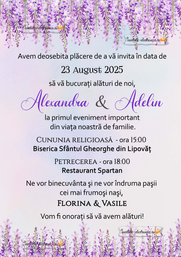 Invitatie nunta mov