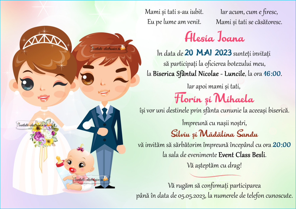 Invitatie nunta si botez fetita