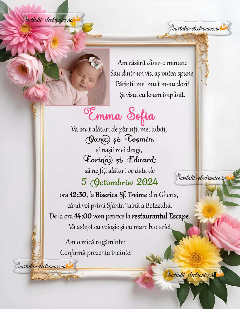 Invitatie botez fetita