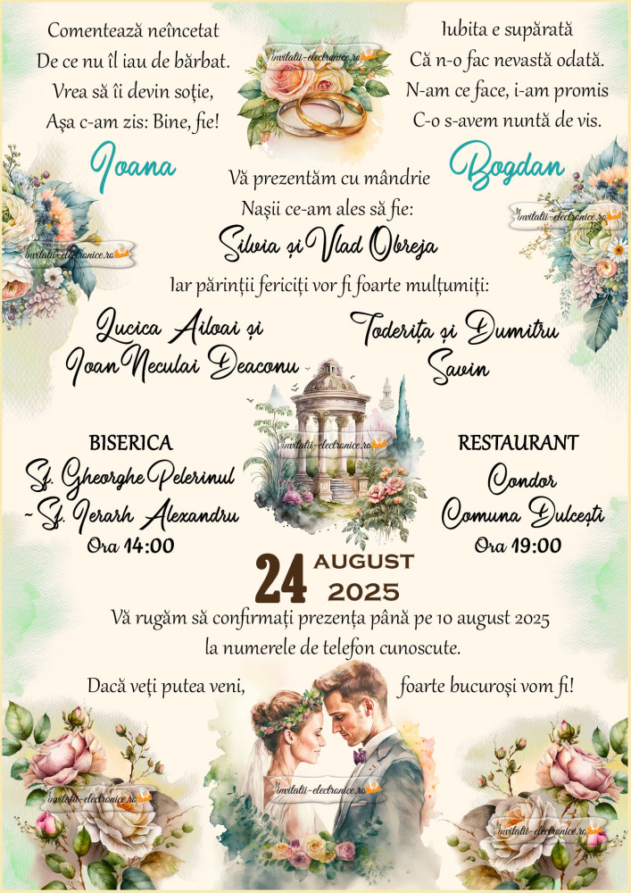 Invitatie la nunta - stil vintage