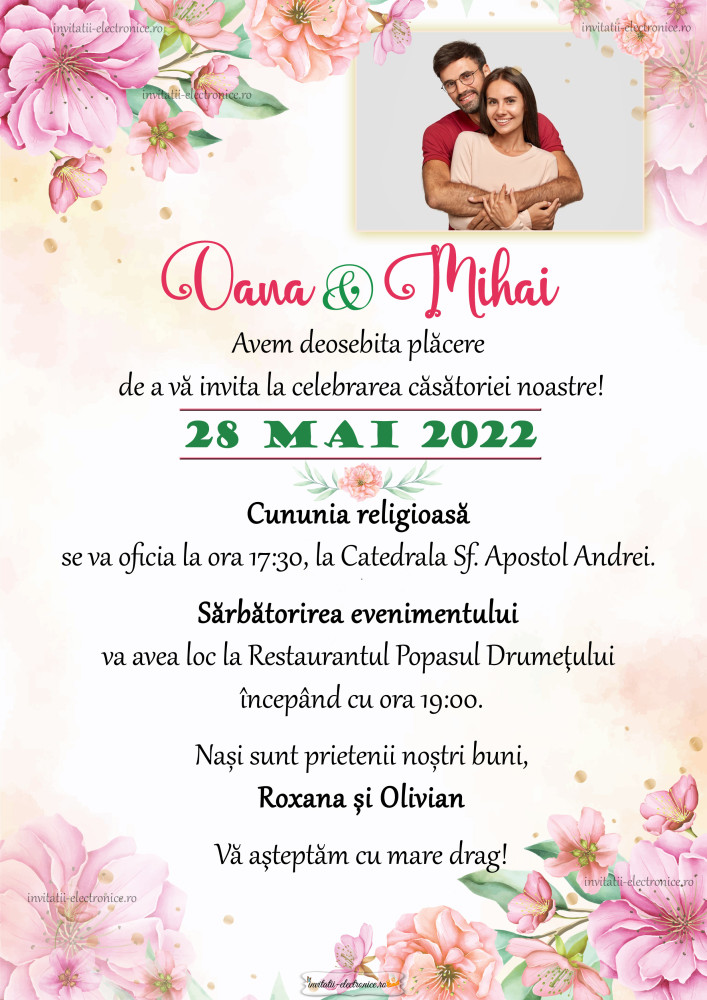 Invitatie de nunta electronice de trimis online