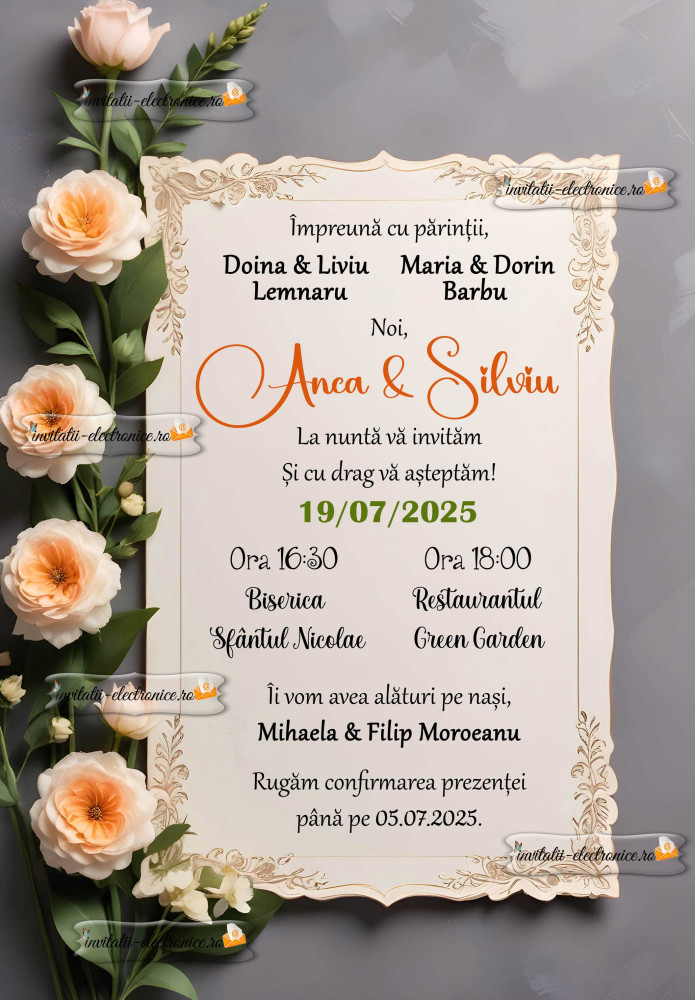 Invitatie de nunta cu flori