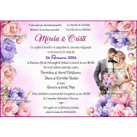 Invitatie de nunta cu bujori