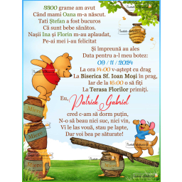 Invitatie de botez cu Winnie the Pooh