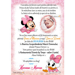 Invitatie de botez digitala cu Minnie si Daisy