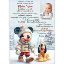 Invitatie de botez cu Mickey si Pluto