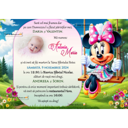 Invitatie la botez cu Minnie Mouse