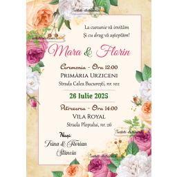 Invitatie la nunta cu trandafiri