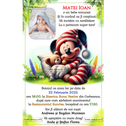 Invitație la botez cu Mickey Mouse 