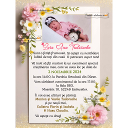 Invitatie la botez cu flori