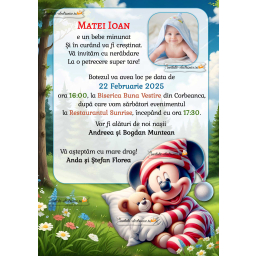 Invitație la botez cu Mickey Mouse 