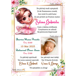 Invitatie de botez cu balerina