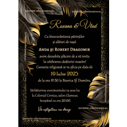 Invitatie de nunta cu auriu